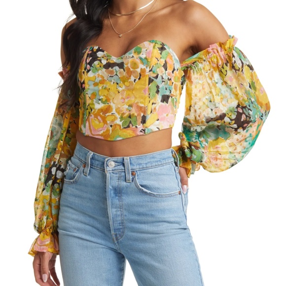 Vici Tops - Vici Collection Off the Shoulder Corset Crop Top